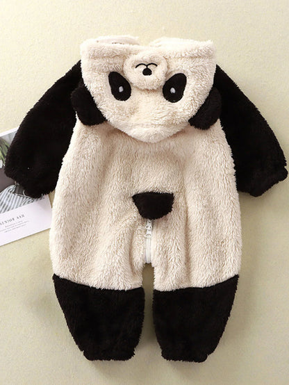 Baby Winter Romper - Newborn Panda Animal Hooded Jumpsuit 0-36 Months Soft Pajamas - ZOOMNSTORE