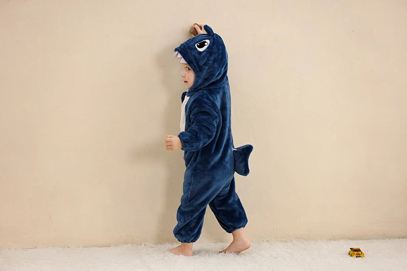 Baby Winter Rompers - Soft Polyester Hooded Jumpsuit With Animal Pattern, Machine Washable - ZOOMNSTORE
