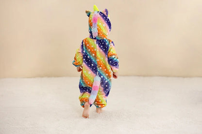 Baby Winter Rompers - Soft Polyester Hooded Jumpsuit With Animal Pattern, Machine Washable - ZOOMNSTORE