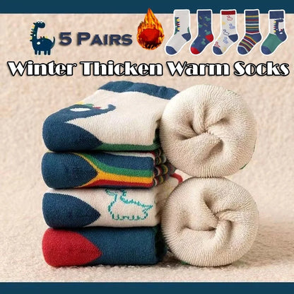 Winter Socks Baby Socks 5 Pairs /bag Warm Cotton Cartoon Socks Kids Girls Boys Thicken Sock - ZOOMNSTORE