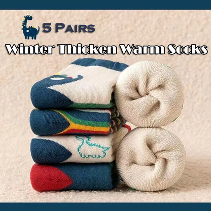 Winter Socks Baby Socks 5 Pairs /bag Warm Cotton Cartoon Socks Kids Girls Boys Thicken Sock - ZOOMNSTORE