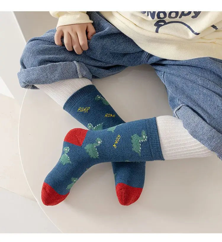 Winter Socks Baby Socks 5 Pairs /bag Warm Cotton Cartoon Socks Kids Girls Boys Thicken Sock - ZOOMNSTORE