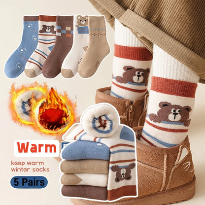 Winter Socks Baby Socks 5 Pairs /bag Warm Cotton Cartoon Socks Kids Girls Boys Thicken Sock - ZOOMNSTORE