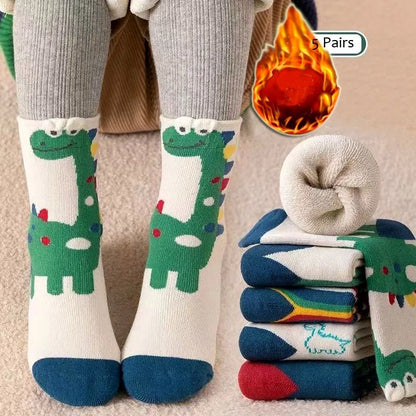 Winter Socks Baby Socks 5 Pairs /bag Warm Cotton Cartoon Socks Kids Girls Boys Thicken Sock - ZOOMNSTORE