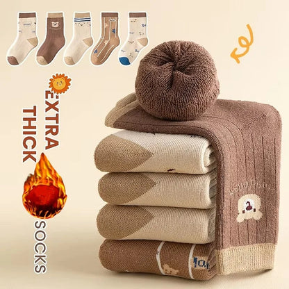 Winter Socks Baby Socks 5 Pairs /bag Warm Cotton Cartoon Socks Kids Girls Boys Thicken Sock - ZOOMNSTORE