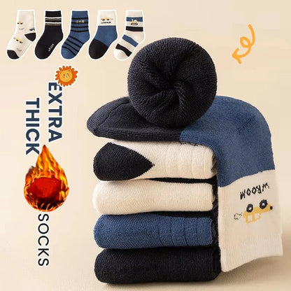 Winter Socks Baby Socks 5 Pairs /bag Warm Cotton Cartoon Socks Kids Girls Boys Thicken Sock - ZOOMNSTORE