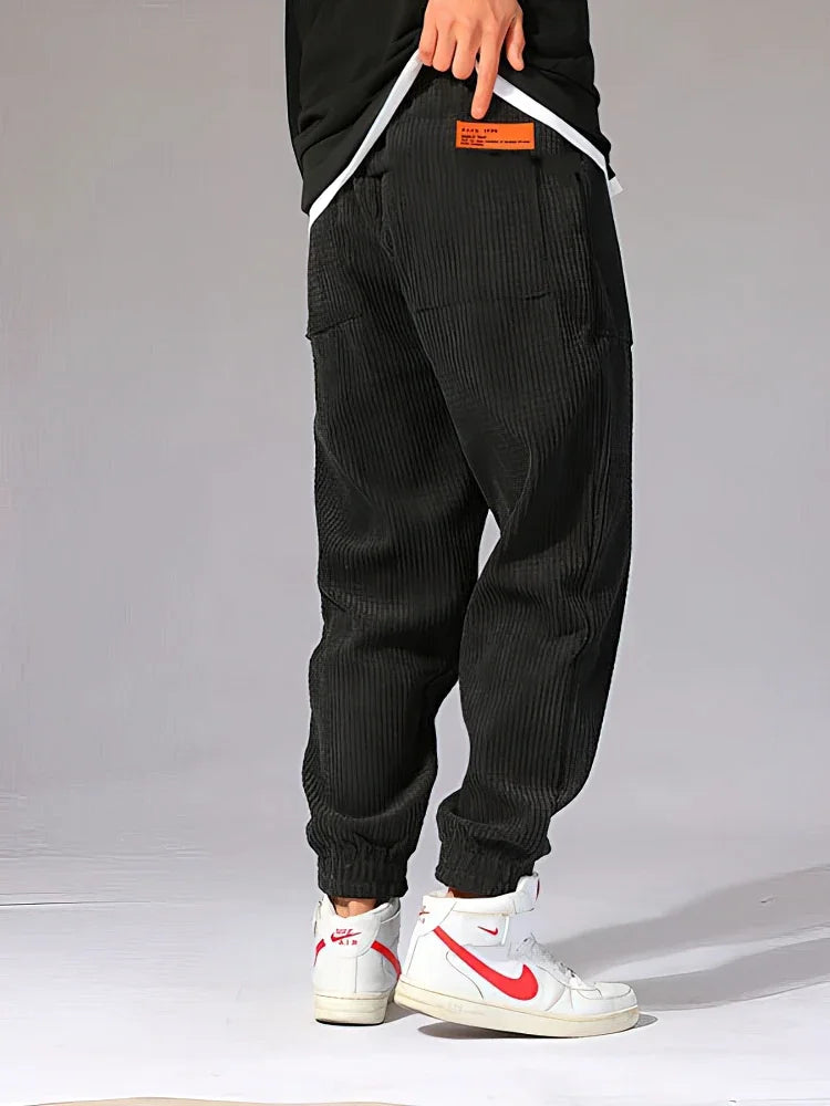 Baggy Corduroy Jogger Pants Men Tech Fleece Sweatpants Man Autumn Winter Casual Harem Pants Male Sport Thermal Trousers - ZOOMNSTORE