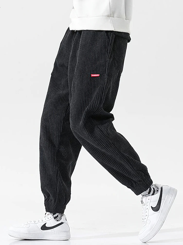Baggy Corduroy Jogger Pants Men Tech Fleece Sweatpants Man Autumn Winter Casual Harem Pants Male Sport Thermal Trousers - ZOOMNSTORE