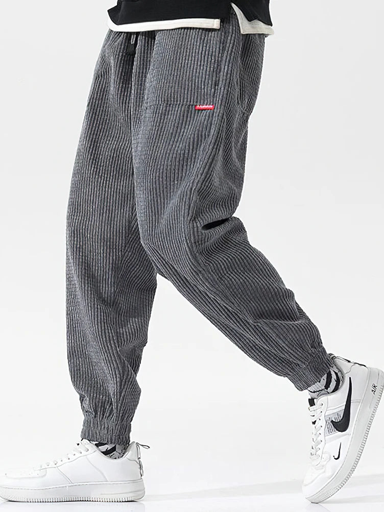 Baggy Corduroy Jogger Pants Men Tech Fleece Sweatpants Man Autumn Winter Casual Harem Pants Male Sport Thermal Trousers - ZOOMNSTORE