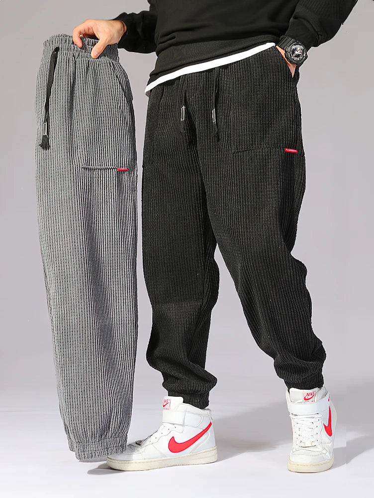 Baggy Corduroy Jogger Pants Men Tech Fleece Sweatpants Man Autumn Winter Casual Harem Pants Male Sport Thermal Trousers - ZOOMNSTORE