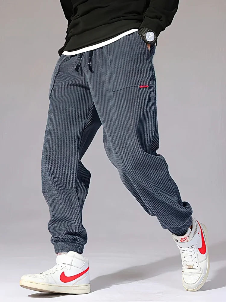 Baggy Corduroy Jogger Pants Men Tech Fleece Sweatpants Man Autumn Winter Casual Harem Pants Male Sport Thermal Trousers - ZOOMNSTORE