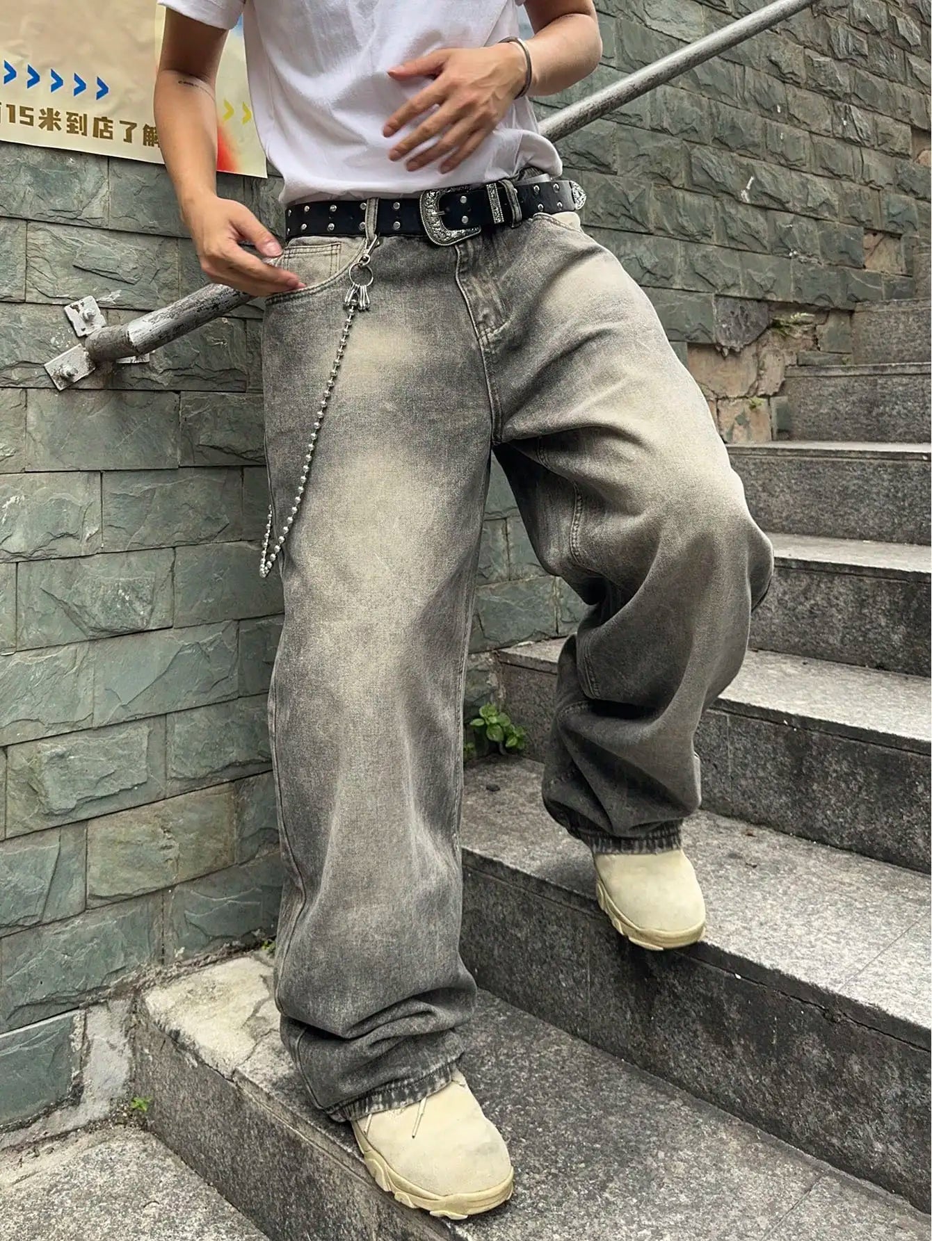 Baggy Denim Jeans - Men's Casual Pants | Wide-Leg Vintage Y2K Streetwear Trousers - ZOOMNSTORE
