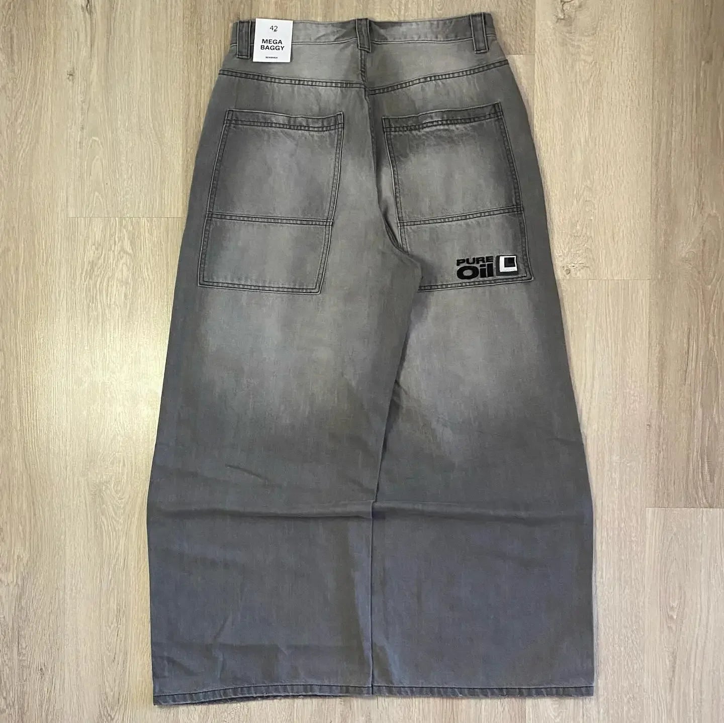 Y2K Embroidered Baggy Jeans - Vintage Hip Hop Wide-Leg Pants for Men - ZOOMNSTORE