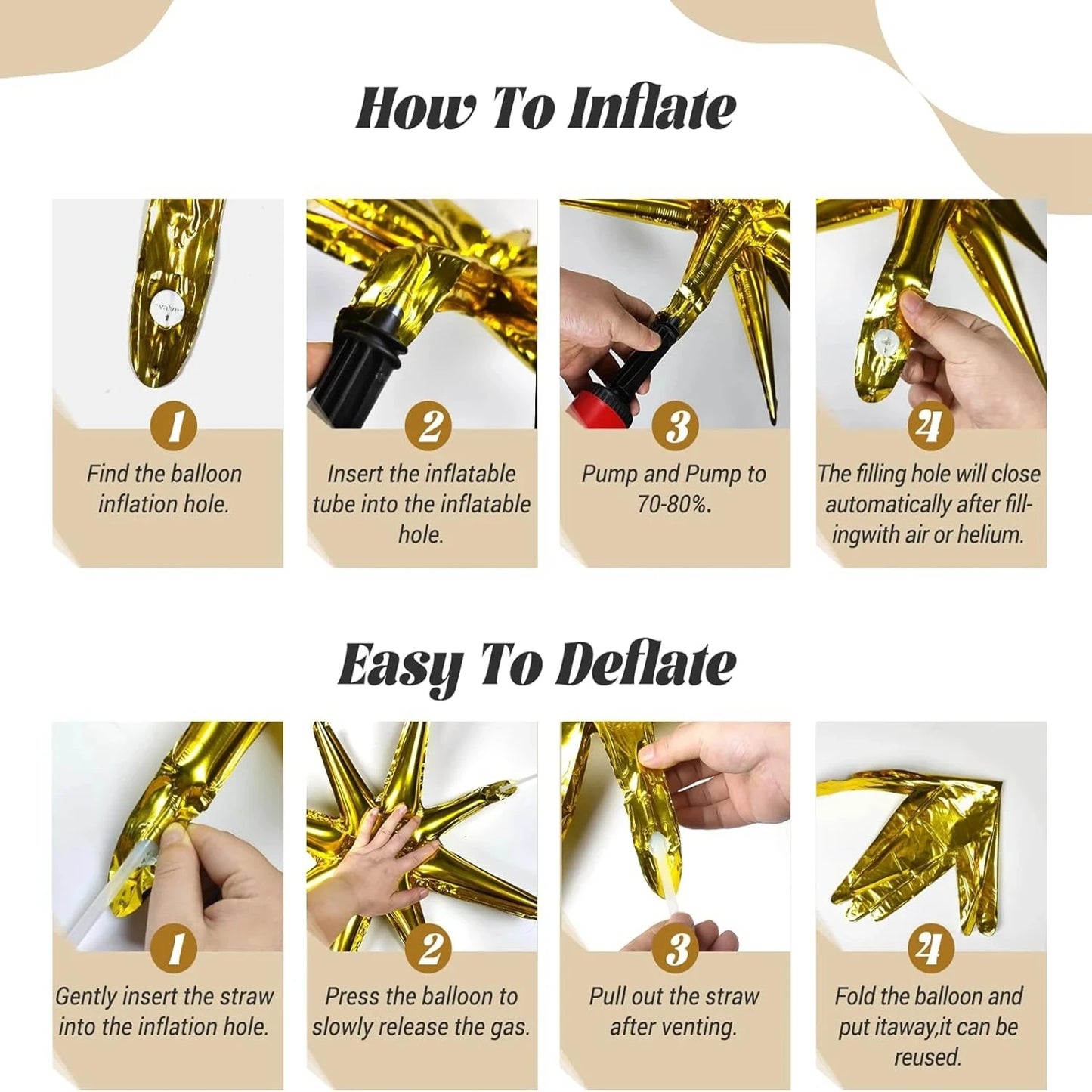 Black and Gold Balloon Garland Arch Kit - Wedding Birthday Party Decorations with Starburst Foil Balloons - ZOOMNSTORE