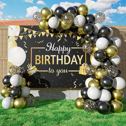 Black and Gold Balloon Garland Arch Kit - Wedding Birthday Party Decorations with Starburst Foil Balloons - ZOOMNSTORE