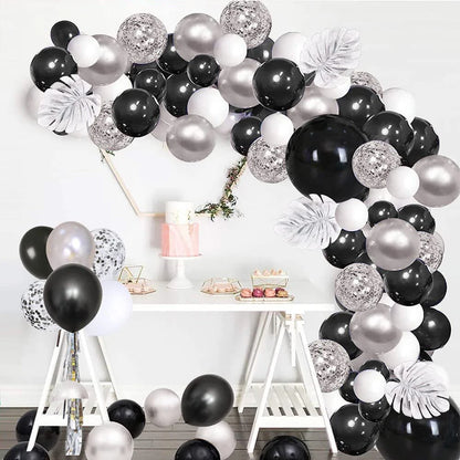Black and Gold Balloon Garland Arch Kit - Wedding Birthday Party Decorations with Starburst Foil Balloons - ZOOMNSTORE