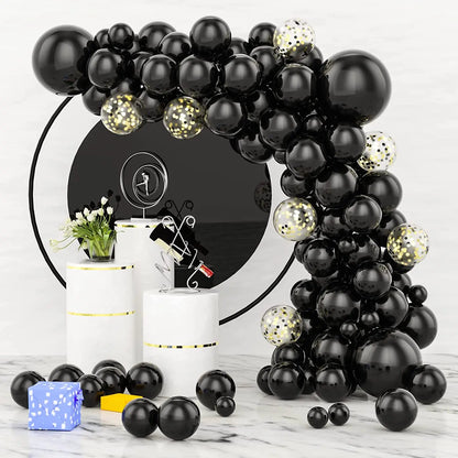 Black and Gold Balloon Garland Arch Kit - Wedding Birthday Party Decorations with Starburst Foil Balloons - ZOOMNSTORE