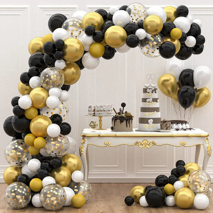 Black and Gold Balloon Garland Arch Kit - Wedding Birthday Party Decorations with Starburst Foil Balloons - ZOOMNSTORE