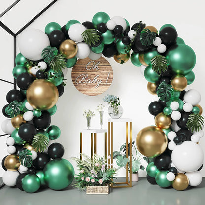 Black and Gold Balloon Garland Arch Kit - Wedding Birthday Party Decorations with Starburst Foil Balloons - ZOOMNSTORE