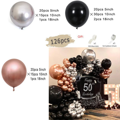 Black and Gold Balloon Garland Arch Kit - Wedding Birthday Party Decorations with Starburst Foil Balloons - ZOOMNSTORE