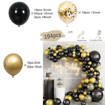 Black and Gold Balloon Garland Arch Kit - Wedding Birthday Party Decorations with Starburst Foil Balloons - ZOOMNSTORE