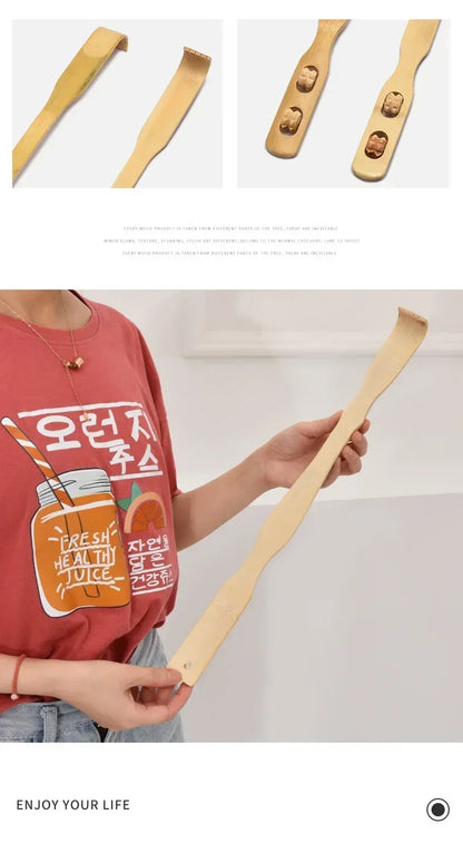 Bamboo Back Massager - Durable Wooden Body Roller for Muscle Tension Relief - ZOOMNSTORE