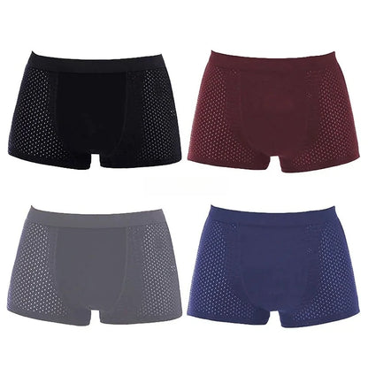 Bamboo Boxer Briefs - 4Pcs Men's Breathable Mesh Ventilation, Anti Odor Underwear - ZOOMNSTORE