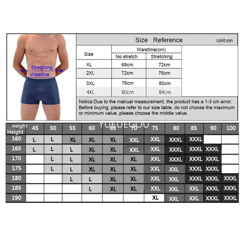 Bamboo Boxer Briefs - 4Pcs Men's Breathable Mesh Ventilation, Anti Odor Underwear - ZOOMNSTORE