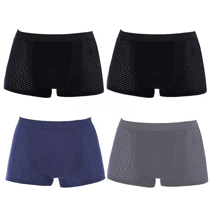 Bamboo Boxer Briefs - 4Pcs Men's Breathable Mesh Ventilation, Anti Odor Underwear - ZOOMNSTORE