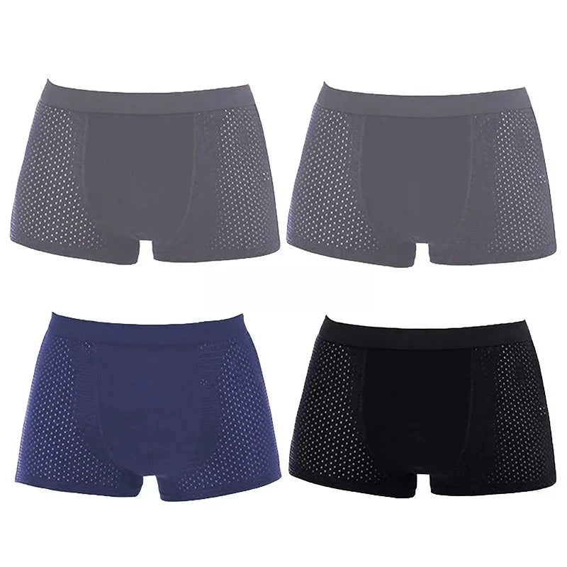 Bamboo Boxer Briefs - 4Pcs Men's Breathable Mesh Ventilation, Anti Odor Underwear - ZOOMNSTORE