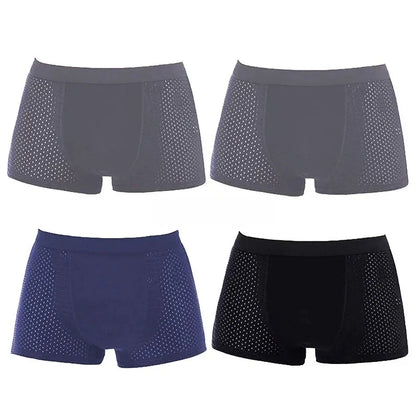 Bamboo Boxer Briefs - 4Pcs Men's Breathable Mesh Ventilation, Anti Odor Underwear - ZOOMNSTORE