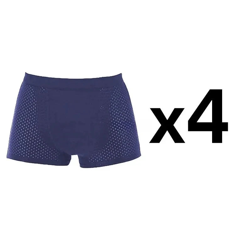 Bamboo Boxer Briefs - 4Pcs Men's Breathable Mesh Ventilation, Anti Odor Underwear - ZOOMNSTORE