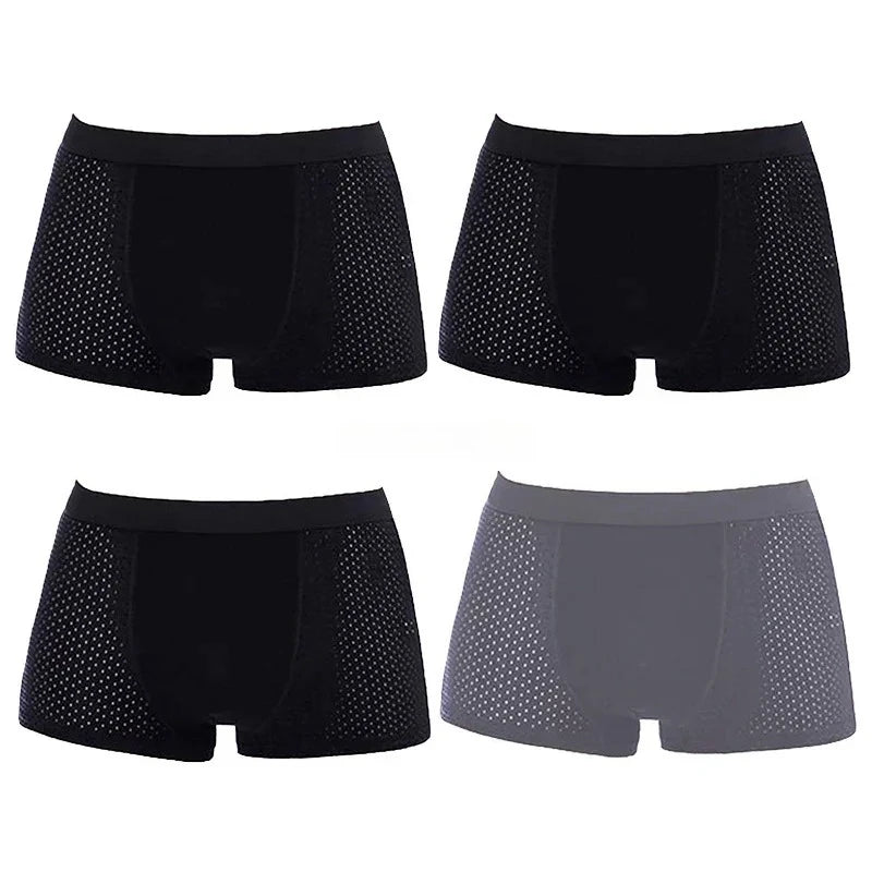Bamboo Boxer Briefs - 4Pcs Men's Breathable Mesh Ventilation, Anti Odor Underwear - ZOOMNSTORE