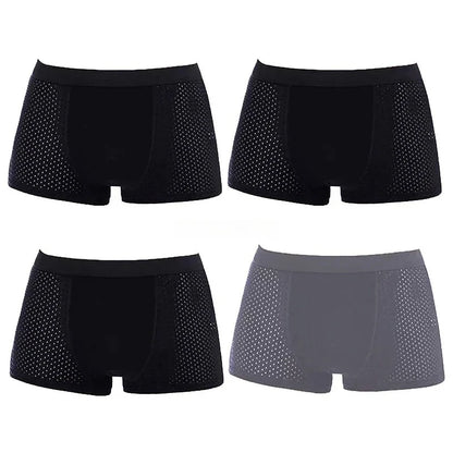 Bamboo Boxer Briefs - 4Pcs Men's Breathable Mesh Ventilation, Anti Odor Underwear - ZOOMNSTORE