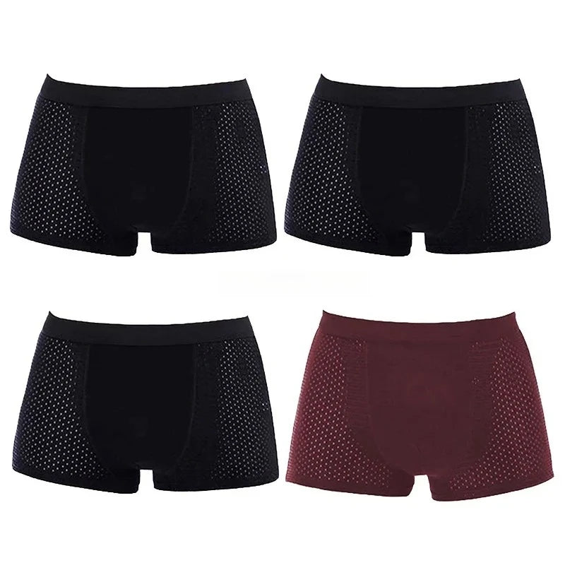 Bamboo Boxer Briefs - 4Pcs Men's Breathable Mesh Ventilation, Anti Odor Underwear - ZOOMNSTORE