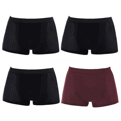 Bamboo Boxer Briefs - 4Pcs Men's Breathable Mesh Ventilation, Anti Odor Underwear - ZOOMNSTORE