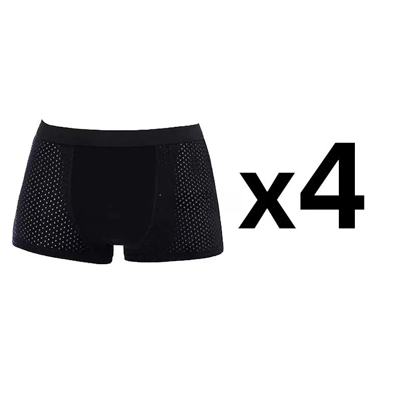 Bamboo Boxer Briefs - 4Pcs Men's Breathable Mesh Ventilation, Anti Odor Underwear - ZOOMNSTORE