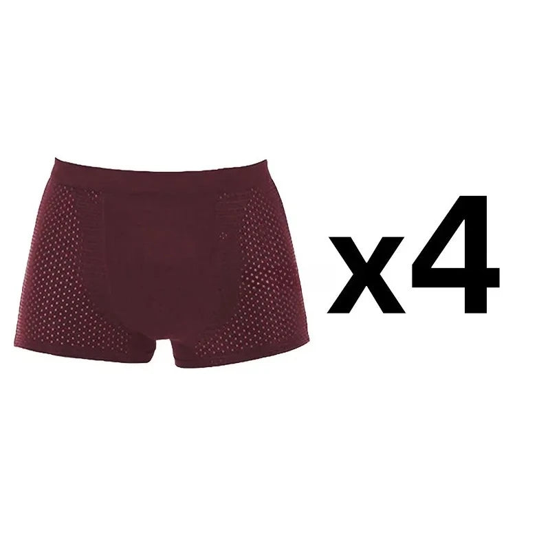 Bamboo Boxer Briefs - 4Pcs Men's Breathable Mesh Ventilation, Anti Odor Underwear - ZOOMNSTORE