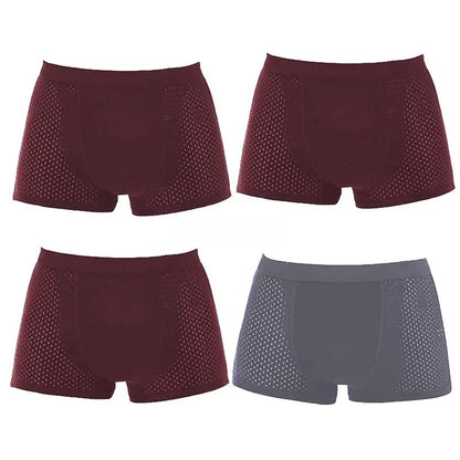 Bamboo Boxer Briefs - 4Pcs Men's Breathable Mesh Ventilation, Anti Odor Underwear - ZOOMNSTORE