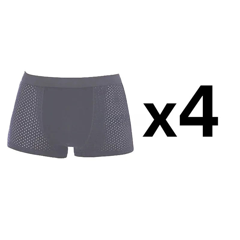 Bamboo Boxer Briefs - 4Pcs Men's Breathable Mesh Ventilation, Anti Odor Underwear - ZOOMNSTORE