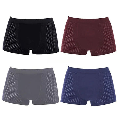 Bamboo Boxer Briefs - 4Pcs Men's Breathable Mesh Ventilation, Anti Odor Underwear - ZOOMNSTORE