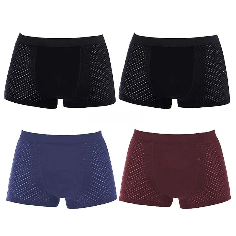 Bamboo Boxer Briefs - 4Pcs Men's Breathable Mesh Ventilation, Anti Odor Underwear - ZOOMNSTORE