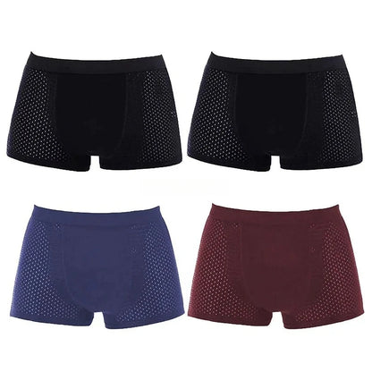 Bamboo Boxer Briefs - 4Pcs Men's Breathable Mesh Ventilation, Anti Odor Underwear - ZOOMNSTORE