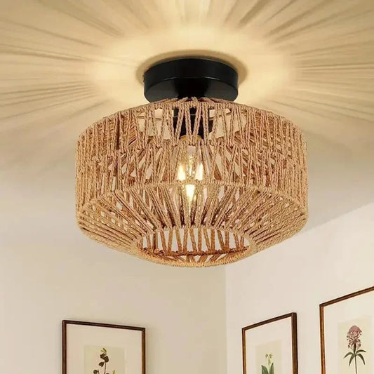 Bamboo Ceiling Chandelier - Handmade Rattan Pendant Light for Living Room Decor - ZOOMNSTORE