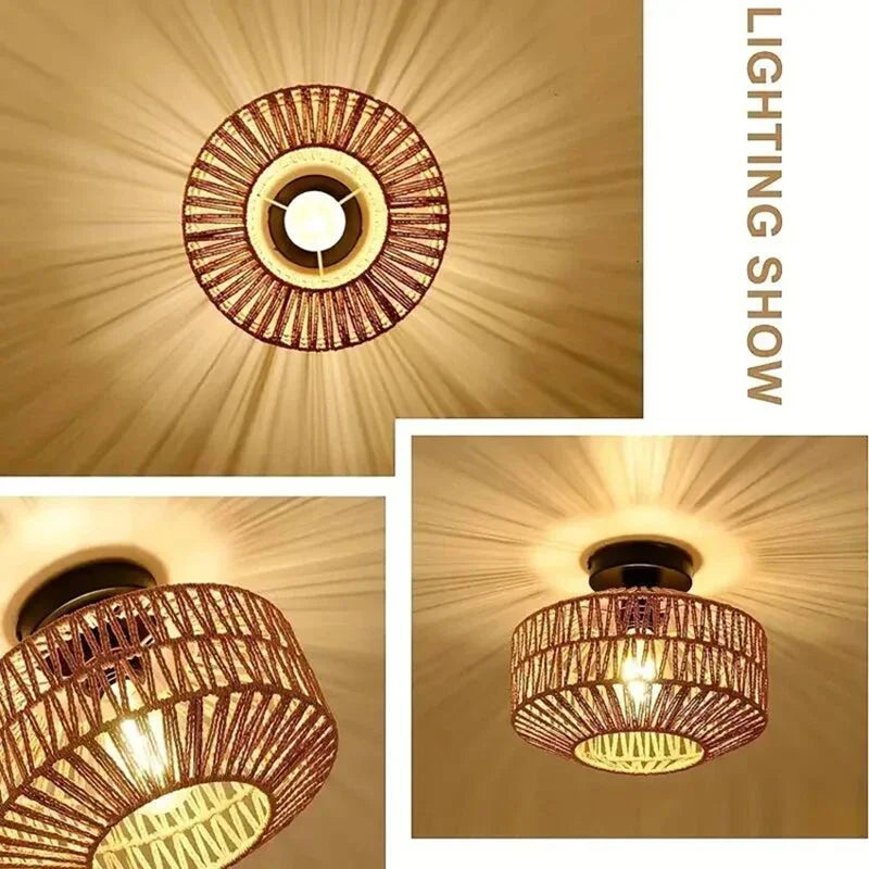 Bamboo Ceiling Chandelier - Handmade Rattan Pendant Light for Living Room Decor - ZOOMNSTORE