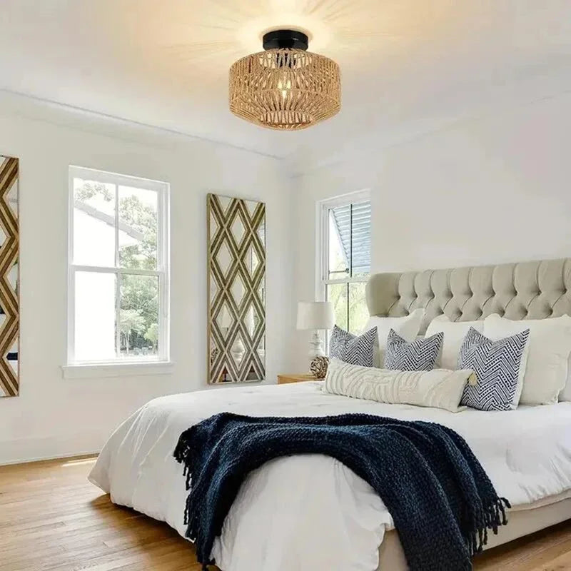 Bamboo Ceiling Chandelier - Handmade Rattan Pendant Light for Living Room Decor - ZOOMNSTORE