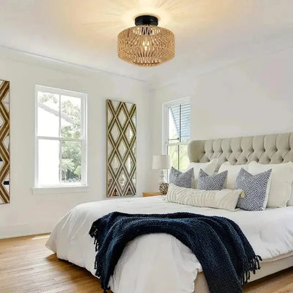 Bamboo Ceiling Chandelier - Handmade Rattan Pendant Light for Living Room Decor - ZOOMNSTORE