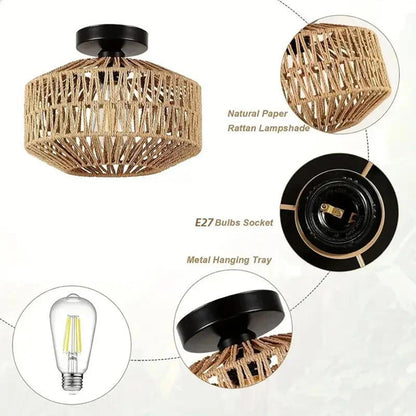 Bamboo Ceiling Chandelier - Handmade Rattan Pendant Light for Living Room Decor - ZOOMNSTORE