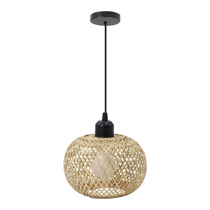 Retro Bamboo Woven Ceiling Lamp - E27 Decorative Light Fixture for Living Room and Corridor - ZOOMNSTORE
