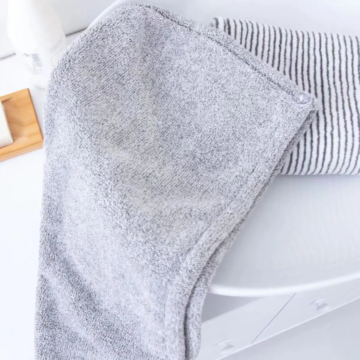 Wholesale of New Gray Bamboo Charcoal Dry Hair Caps, Soft Water Absorbing Shower Caps,home and Daily Dry Hair Towels - ZOOMNSTORE